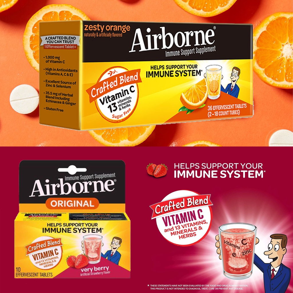 Airborne Vitamin วิตามินซีรวม (Vitamins A, C &amp; E) เม็ดฟู่ สุดฮิตจากอเมริกา