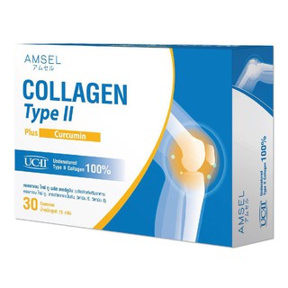 Collagen Type II Plus Curcumin ลดอักเสบ บวมแดง ปวดข้อต่อ 30 แคปซูล.(Amsel)