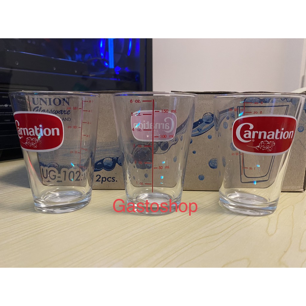 แก้ว คาร์เนชั่น มีสเกล 150 มล. หรือขนาด 6 ออนซ์ จัดset 3 ใบ ใช้ได้ทั้งร้อนและเย็
