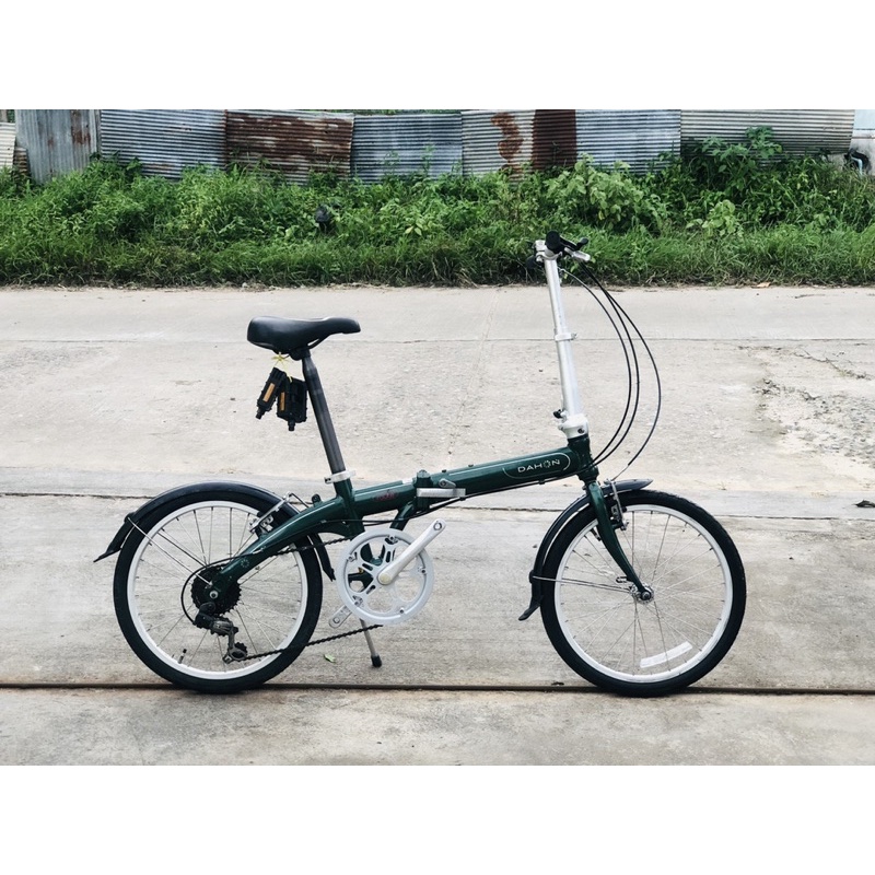 จักรยานพับเล็ก เก่าญี่ปุ่น ยี่ห้อ Dahon route แท้ สีเขียวหัวเป็ดสวยๆ เบาะเดิม เฟรมอลูมิเนียม (M)