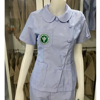เสื้อฟ้าสาธารณสุข คอบัวมนป้าย