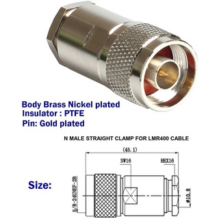 Lot 5 Adaptateurs Coaxiaux Type N Mâle Pour Câbles 7D-FB, Ecoflex 10, RG213, RG214, LMR400