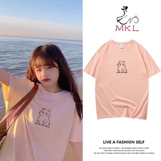 🎈MKL🎈เสื้อยืด  คอกลม แขนสั้น ผ้านิ่ม ลายน้องแมวเหมียวเสื้อยืดแฟชั่น สไตล์เกาหลี 🎈#9613