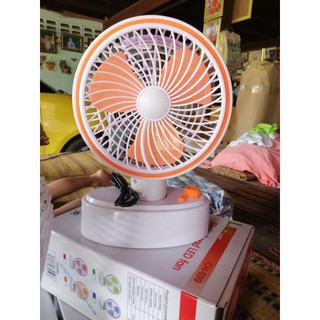 พัดลมพกพา ปรับแรงลมได้ ชาร์จไฟ พัดลมตั้งโต๊ะ 8 นิ้ว มีไฟ SHAKE HEAD LED FAN รุ่น cH-699