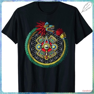 2022 Quetzalcoatl Ouroboros Serpent Aztec God Sacred Geometry T-Shirt เสื้อยืด ดพิมพ์ลาย ดผ้าเด้ง คอกลม cotton ความนิยม