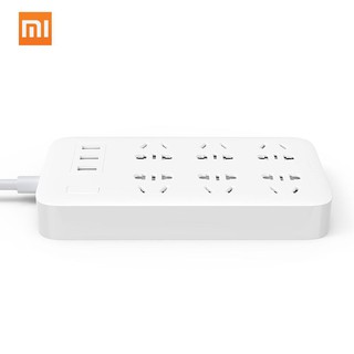 xiaomi mijia อะแดปเตอร์ปลั๊กแปลง 6 ซ็อกเก็ตแบบพกพาพร้อม 3 usb