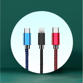 3 in 1 สายชาร์จข้อมูลได้อย่างรวดเร็ว iOS USB Type-C สายชาร์จ (สำหรับ iPhone หัวเว่ย ซัมซุง Xiaomi)