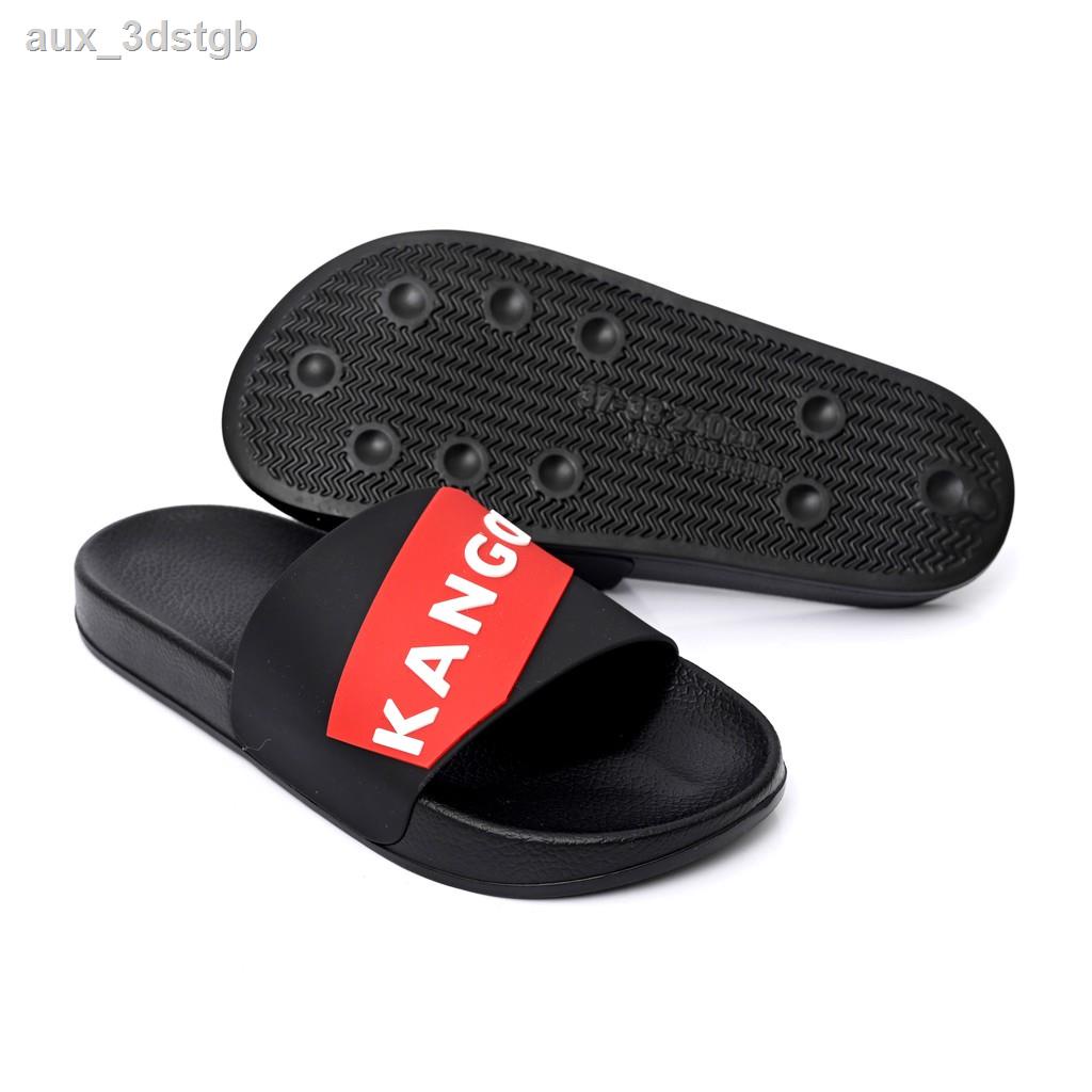♕₪☬KANGOL Slippers unisex รองเท้าแตะ พื้นยาง สีดำ, ขาว-ดำ, แดง-ดำ 60252201