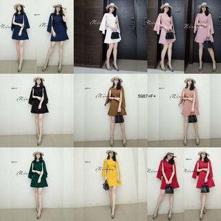 Dress ชุดเดรสดีไซน์เก๋ แพทเทิร์นช่วงบนโดดเด่น MM5987 Dress The pattern on the top stands out.