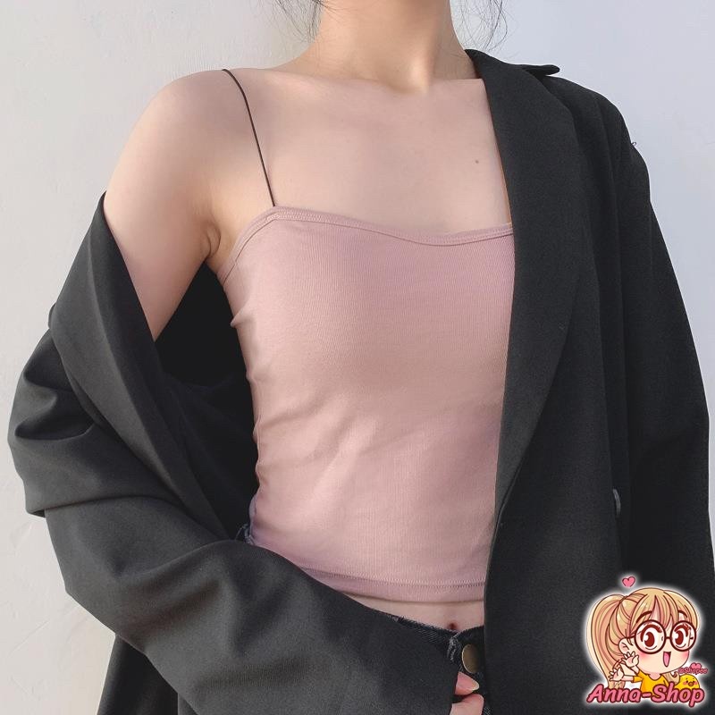 เสื้อผ้าสายเดี่ยวแฟชั่นผู้หญิง มาใหม่ ผ้าร่อง ฟองน้ำถอดได้ งานเซ็กซี่ A88 - รูปที่ 3