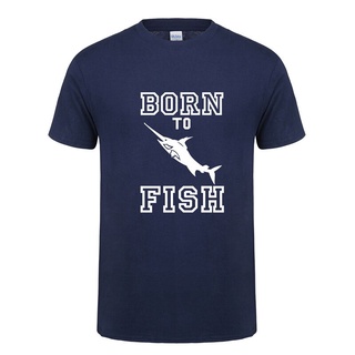 [COD]Omnitee เสื้อยืดแขนสั้น ผ้าฝ้าย พิมพ์ลาย Born To Fish แฟชั่นฤดูร้อน สําหรับผู้ชายS-5XL