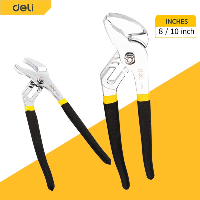 Deli คีมคอม้า คีมจับท่อ ประแจคอม้า ขยายปากได้ 8 นิ้ว/10 นิ้ว คีมปากขยาย ประแจจับท่อ จับถนัดมือ Pump Pliers