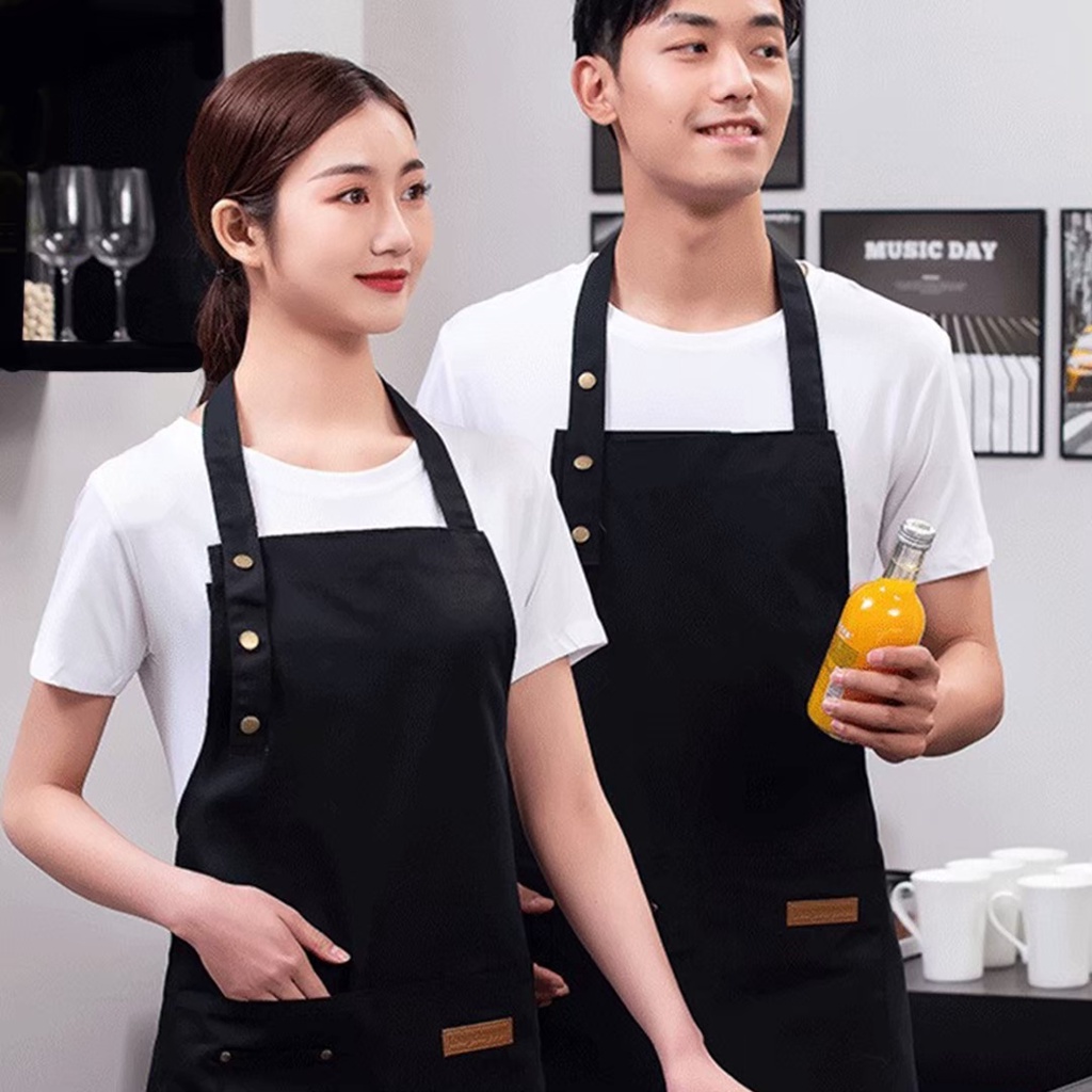 BBC【 จัดส่งไว 】แฟชั่นผ้าใบผ้ากันเปื้อนกันน้ำ ร้านกาแฟร้านตัดผม สไตส์มินิมอล สวมใส่สบาย ไม่ร้อน apron COD