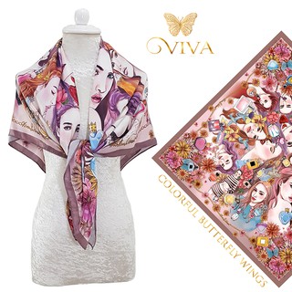 ผ้าพันคอ รุ่น Luxury Girl Scarf  เนื้อผ้า Silky Satin Velvet Premium