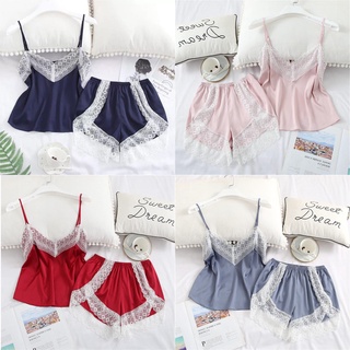 ใหม่ ชุดนอนผ้าไหมซาติน สําหรับสตรี ไซซ์ S~XL