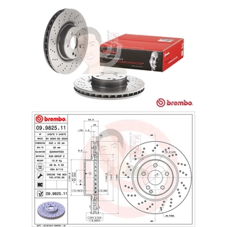 D09 9825 11 จานเบรค ล้อ F (ยี่ห้อ BREMBO) รุ่น HC UV Dr Benz R230 SL280, C219 CLS ปี2006-&gt;***ราคาต่อข้าง