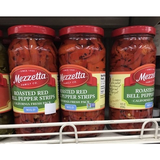 Mezzetta  Deli Sliced Roasted Bell Pepper Strips  พริกหวาน ย่างฉีก ดอง น้ำส้มสายชู เมซเซตต้า 473 ml.