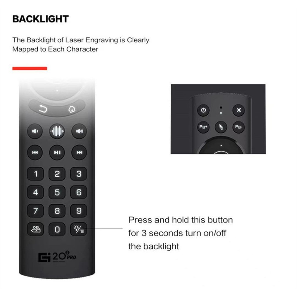 G20S PRO เมาส์ไร้สาย 2.4G Wireless Air Mouse + Voice Search (มีไฟLEDเปิด-ปิดได้)