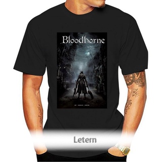 เสื้อยืดผ้าฝ้าย ใหม่! เสื้อยืด ลาย Bloodborne Night Street ขนาดเล็ก สีดํา GE1712S
