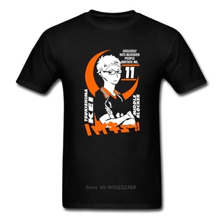 ผ้าฝ้ายแท้เสื้อยืดคอกลม แขนสั้น ผ้าฝ้าย พิมพ์ลาย Tsukishima Kei Haikyuu แบบตลก สําหรับผู้ชายS-3XL