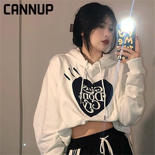 CANNUP เสื้อฮู้ด เสื้อฮู้ดผู้หญิง เสื้อกันหนาวฮู้ด มีซิป oversize หลวมสไตล์เกาหลี สำหรับผู้หญิง 2022 ใหม่ 0923005