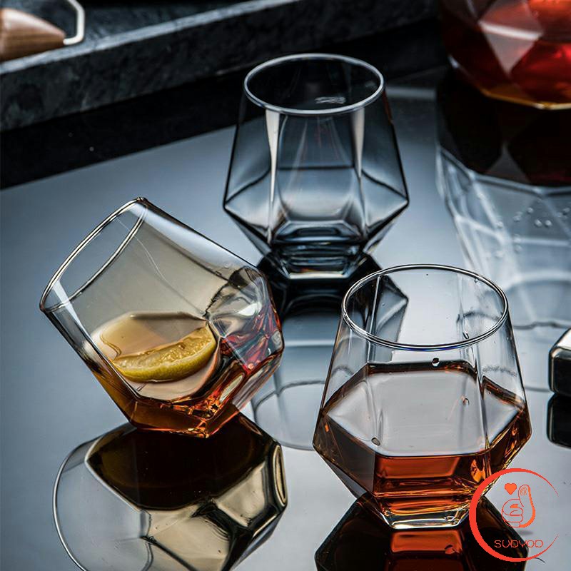 แก้วเบียร์แก้วน้ำถ้วยหกเหลี่ยม ถ้วยกาแฟ สไตล์เกาหลี glass