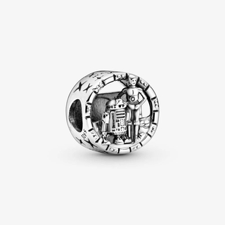 Original Pan Bracelet Charms Jewelry Plated Silver Star Wars C-3PO and R2-D2 Openwork Charm Beads Women DIY Jewellery