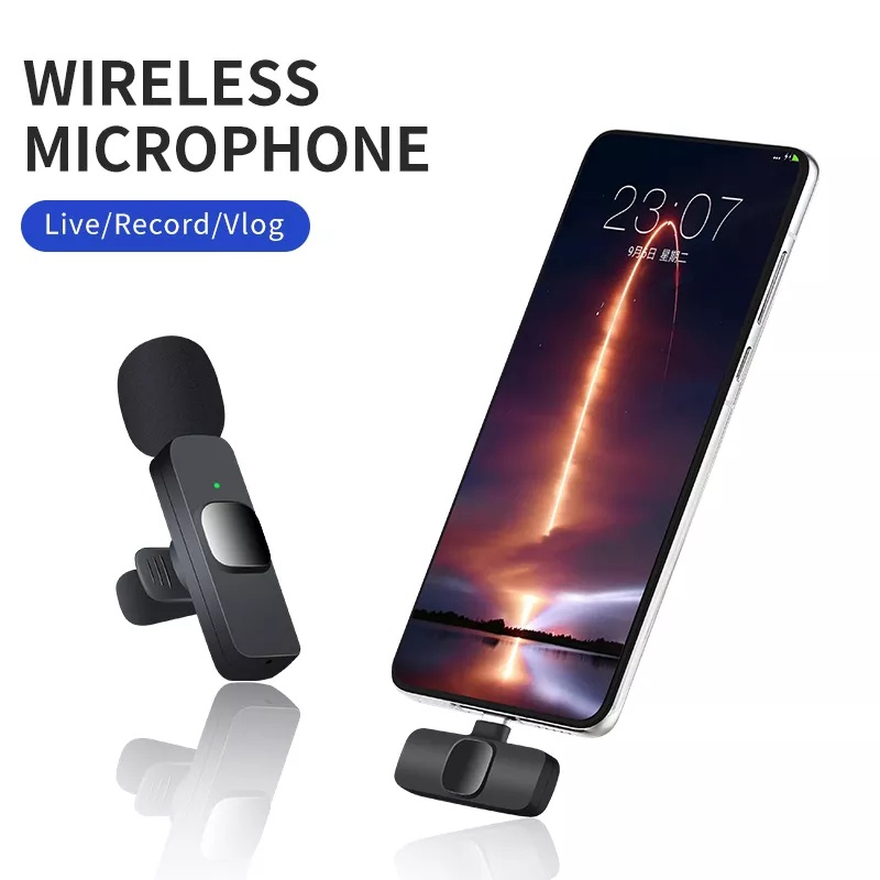 Wireless Microphone รุ่น K8 ไมโครโฟนไร้สายแบบพกพาใช้สําหรับ สมาร์ทโฟน ไมค์ไร้สายหนีบเสื้อ สําหรับ ios/Type-Cไมค์หนีบปกเส