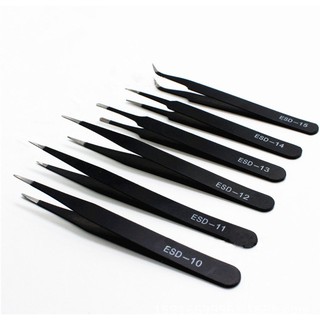 6pcs Anti-static Tweezer Stainless Steel Eyebrow Eyelash Extension Curved Straight Tweezers Maintenance Repair Tool