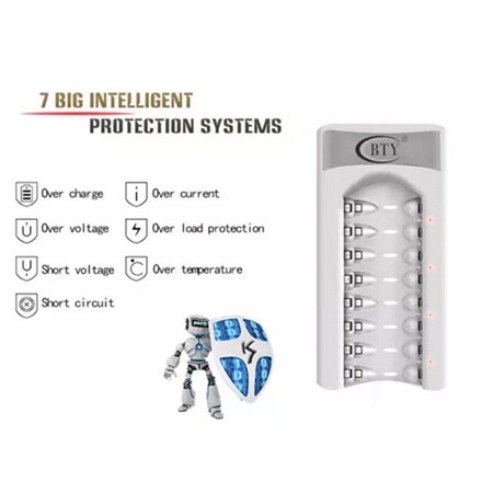 เครื่องชาร์จถ่าน AA/AAA BTY C808W 8 ช่อง ชาร์จถ่านรถกระป๋อง 1.2v