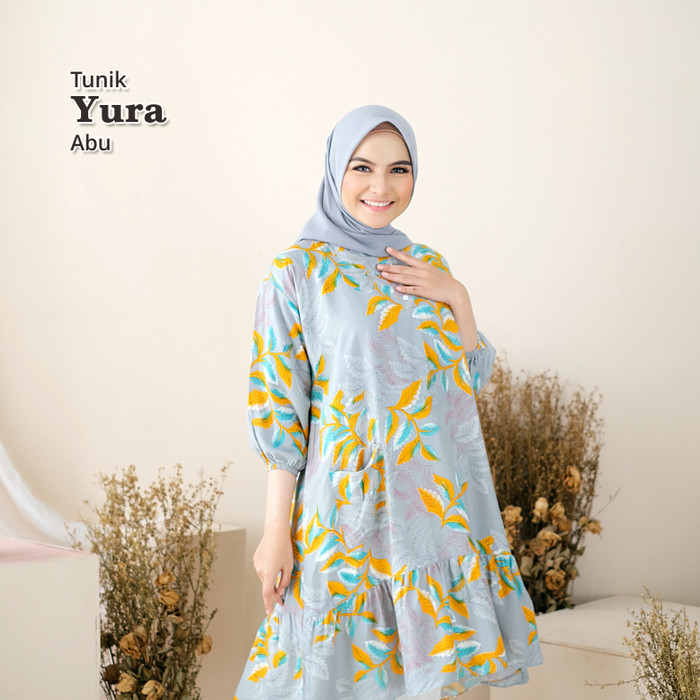 เสื้อคลุมสีดําล้วน เสื้อมุสลิม เกาหลี อินเทรนด์ ผู้ใหญ่ T7N7 RUFFLE / YURA TUNIC (A I5R5