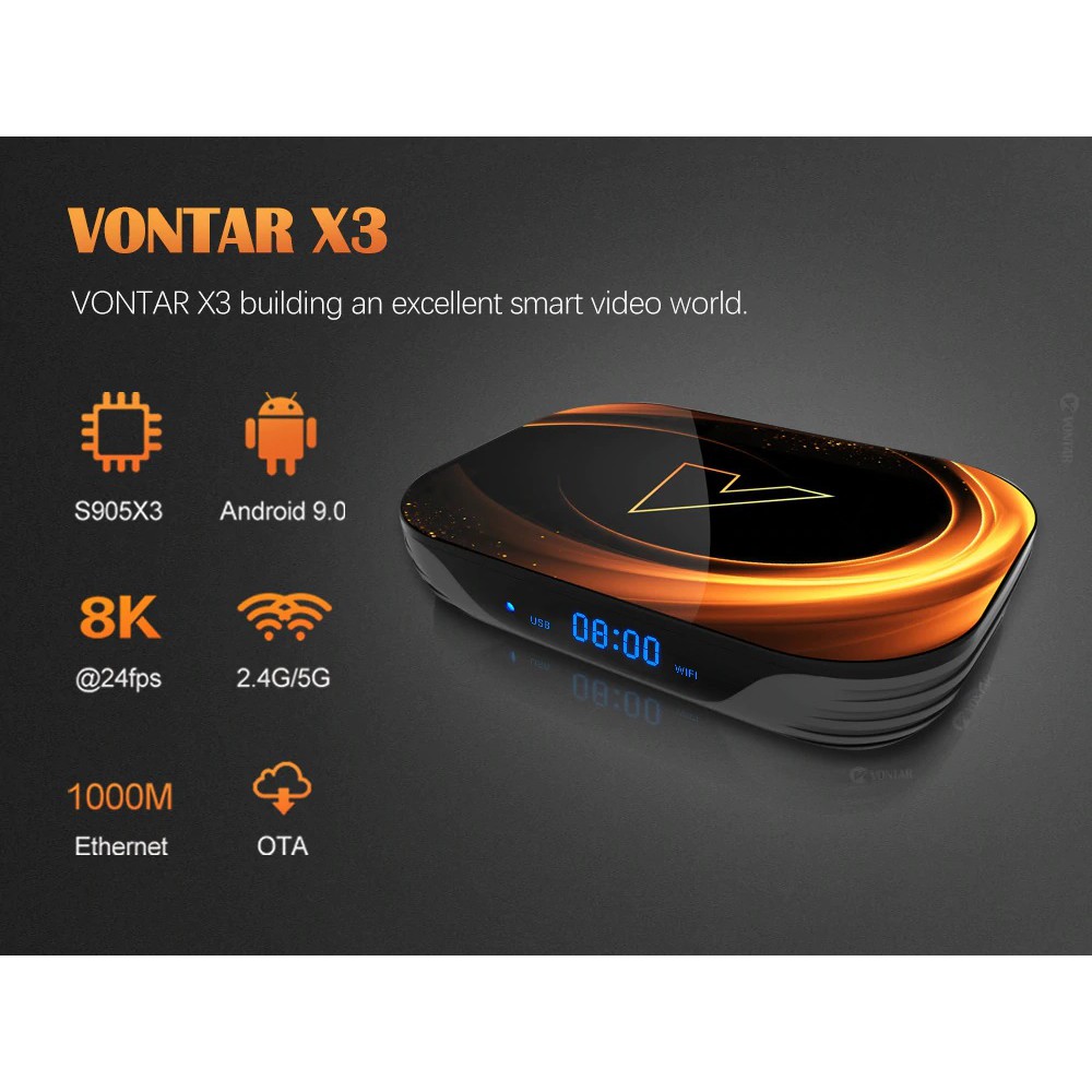 S905X3 8K VONTAR X3 Smart TV BOX Android 9.0 Amlogic S905X3 RAM4 ROM64