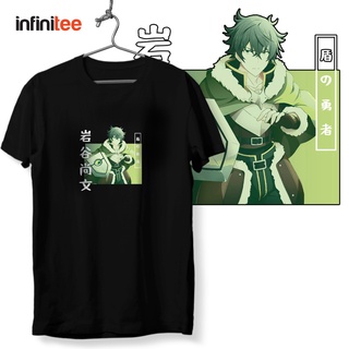 ไม่มีที่สิ้นสุด Shield Hero Naofumi Iwatani Anime  เสื้อยืด  สำหรับผู้ชาย Women in Black Shirt Tops Top T Shirt Tee