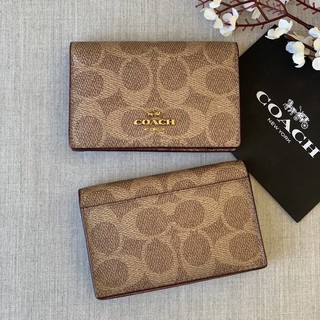 พร้อมส่ง กระเป๋าสตางค์Coachงานช้อปแท้อเมริกา💯 COACH 33068  Business Card Case In Signature Canvas