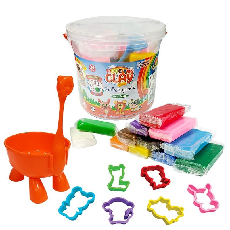 คิดอาร์ท ดินน้ำมันสูตรนิ่ม480กรัม+แม่พิมพ์ซาฟารี ไร้สารอันตราย Kidart  Modeling Clay+ Safari Molds (