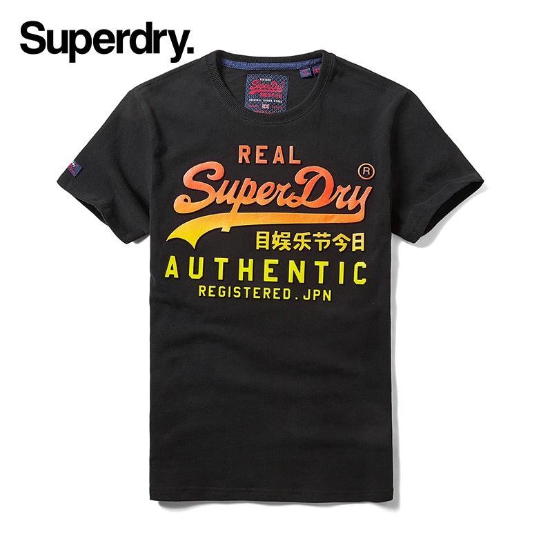 SUPERDRY ซุปเปอร์ดราย สุด ๆ แห้ง เสื้อยืดผู้ชาย เสื้อคอกลม แขนสั้น การพิมพ์แฟชั่น