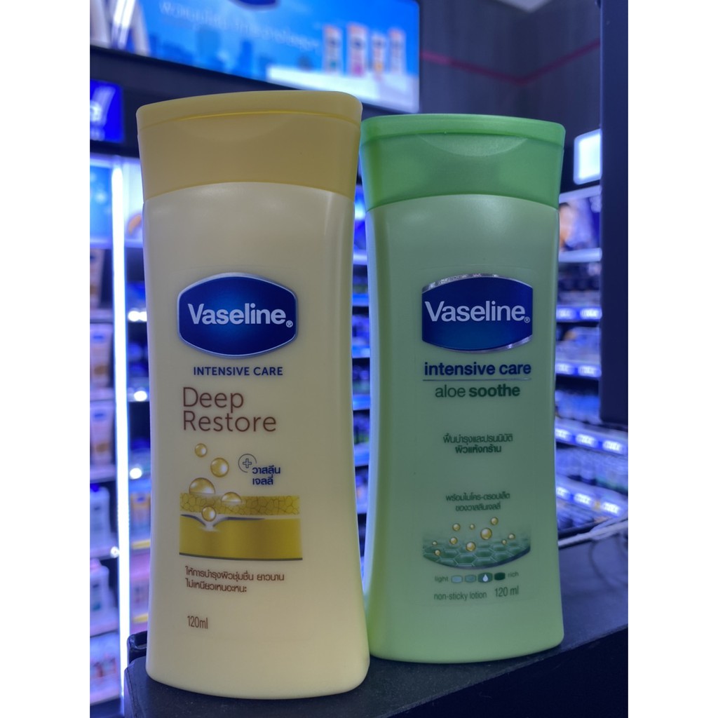 VASELINE Intensive Care Deep Restore&Aloe Soothe(100 ml) วาสลีน อินเทนซีฟ แคร์ ดีพ รีสโตร์&อโล ชูธ