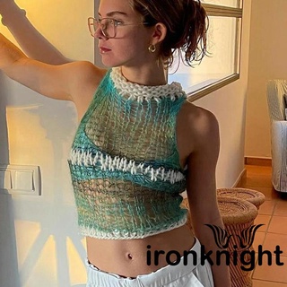 ✪KV✪90s Vintage Patchwork Knitted Tank Top Y2K Women