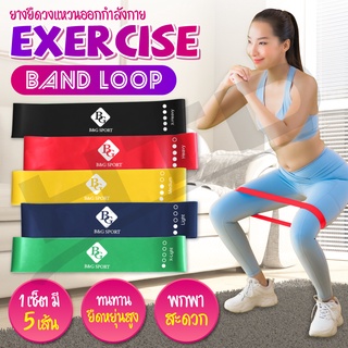 แบรนด์ BG ยางยืดวงแหวน ออกกำลังกาย 5 เส้น 5สี  แยกจำหน่าย ยางยืดออกกำลังกาย Exercise Band Loop รุ่น 6007
