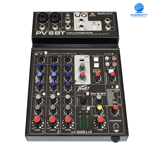 PEAVEY PV6BT มิกเซอร์ 6-Channel Compact Mixer with Bluetooth Connectivity