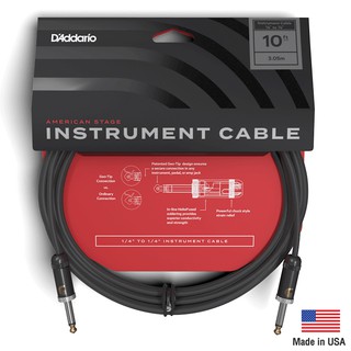 DAddario® สายแจ็คกีตาร์ 3 เมตร หัวล็อคพิเศษ Geo-Tip™ แบบหัวตรง/หัวตรง รุ่น American Stage Instrument Cable PW-AMSG-10