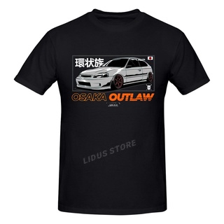 tshirtเสื้อยืดคอกลมฤดูร้อนเสื้อยืดผ้าฝ้าย 100% พิมพ์ลายกราฟฟิค Honda Civic Osaka Outlaw สไตล์ญี่ปุ่น ฮาราจูกุ สตรีท ไซซ์