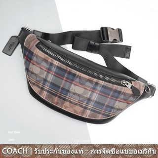 us นำเข้า⭐️ 83001 COACH Canvas cross body bag for men Chest package waist กระเป๋าคาดหน้าอก