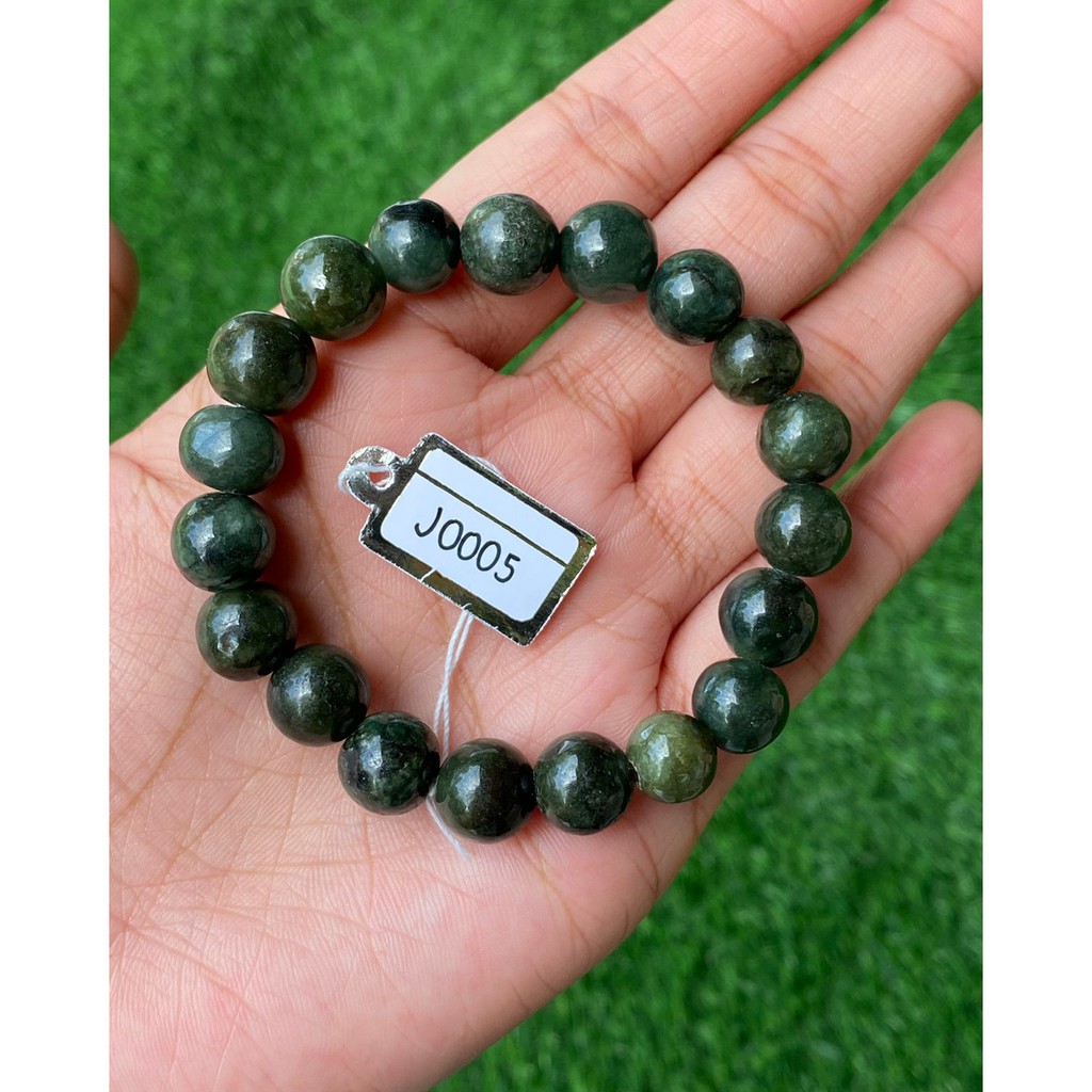 J0005 หยก พม่า แท้ Jade กำไล ประคำหยก (Jadeite Beads Bracelet) พม่า (Myanmar)