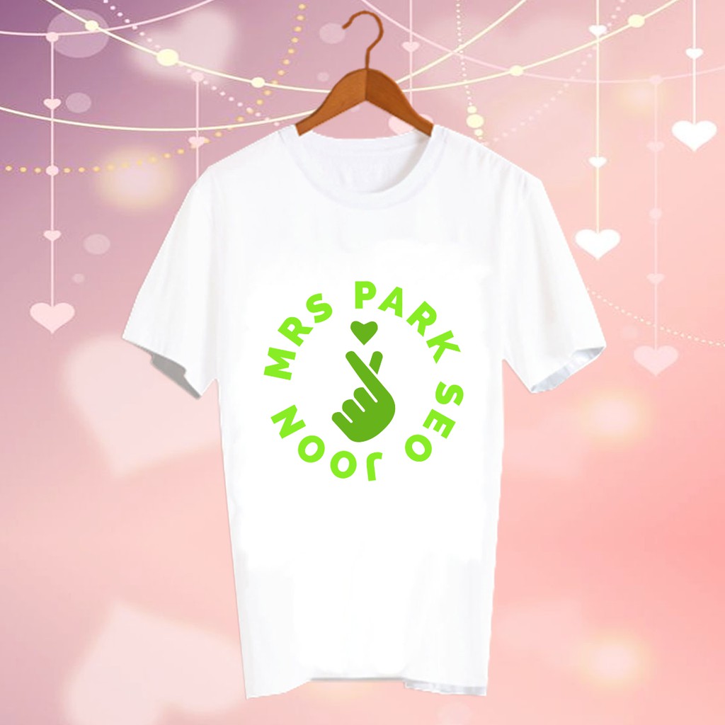 เสื้อยืดสีขาว สั่งทำ เสื้อดารา Fanmade แฟนเมด CBC126 mrs. park seo joon. love finger sign