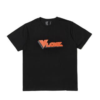 เสื้อยืดวินเทจVlone เสื้อยืดลําลองสําหรับ Unisex ผ้าฝ้ายแขนสั้นพิมพ์ลายโลโก้ไซส์ S - XlS-3XL