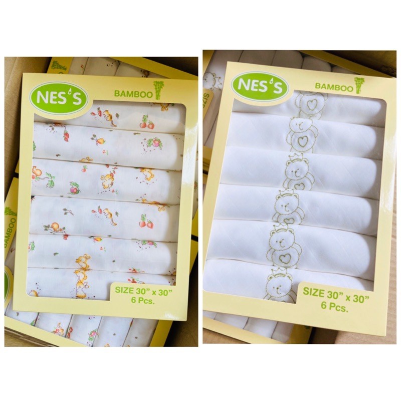 Nes’s ผ้าอ้อมเยื่อไผ่bamboo 30 นิ้ว(ผ้าอ้อมใยไผ่ nes บรรจุกล่อง 6 ผืน)