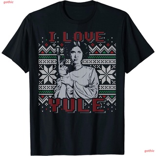 เสื้อยืดลำลอง Star Wars I Love Yule Leia Christmas Humor T-Shirt Sports T-shirt