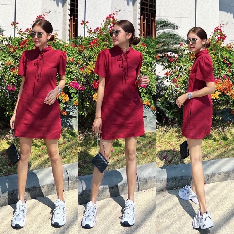 Yunaka กี่เพ้า เสื้อแขนสั้น คอจีน Set Chinese Style By Rawii กางเกงขาสั้น มี 3 ไซส์