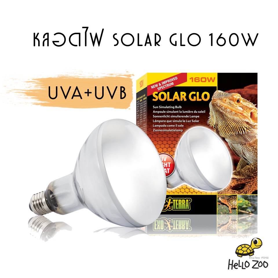 Exo Terra Solar Glo 160W หลอดไฟจำลองแสงอาทิตย์ ให้ความร้อน รังสี UVA+UVB ในหลอดเดียวจบ
